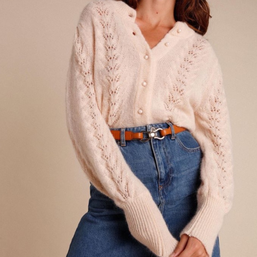 Rouje Maddy Cardigan in Cream - Size 36 FR